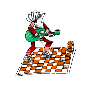 Illustration Gittarist auf Schachbrett